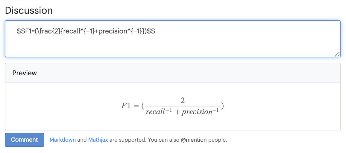 Example comment with MathJax only