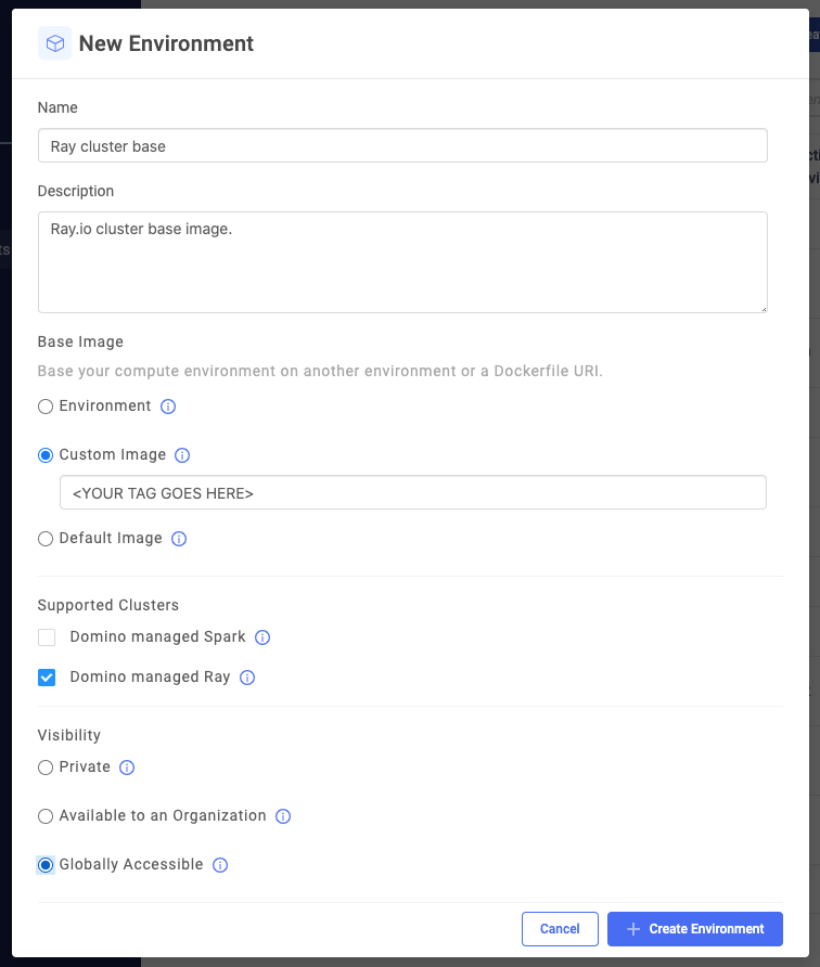 Create a base Ray cluster environment