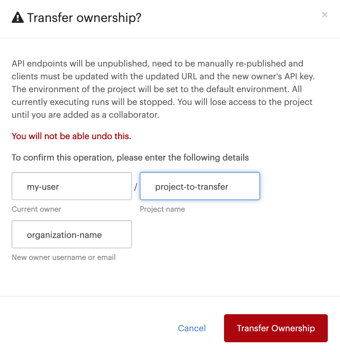 transfer ownership