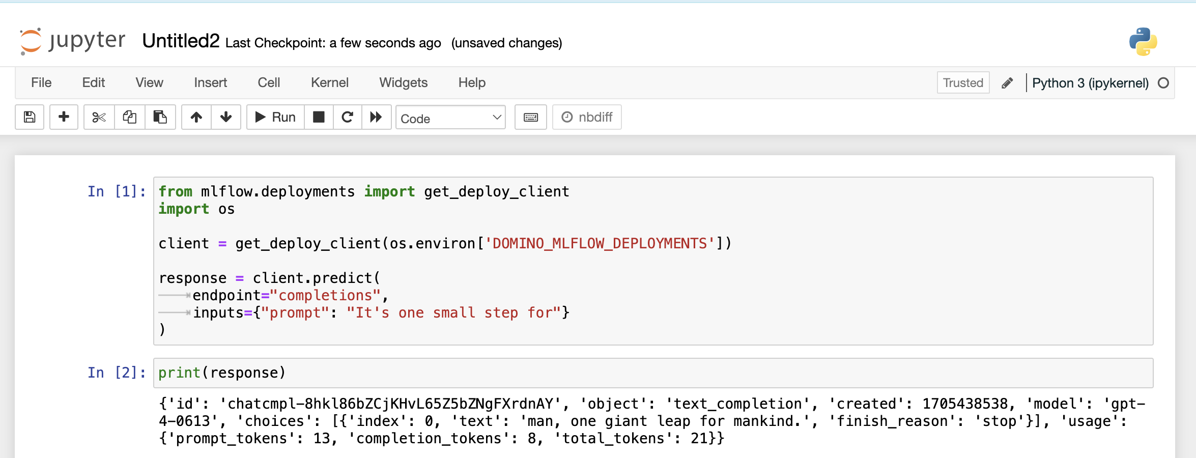 Query available endpoint workspace notebook