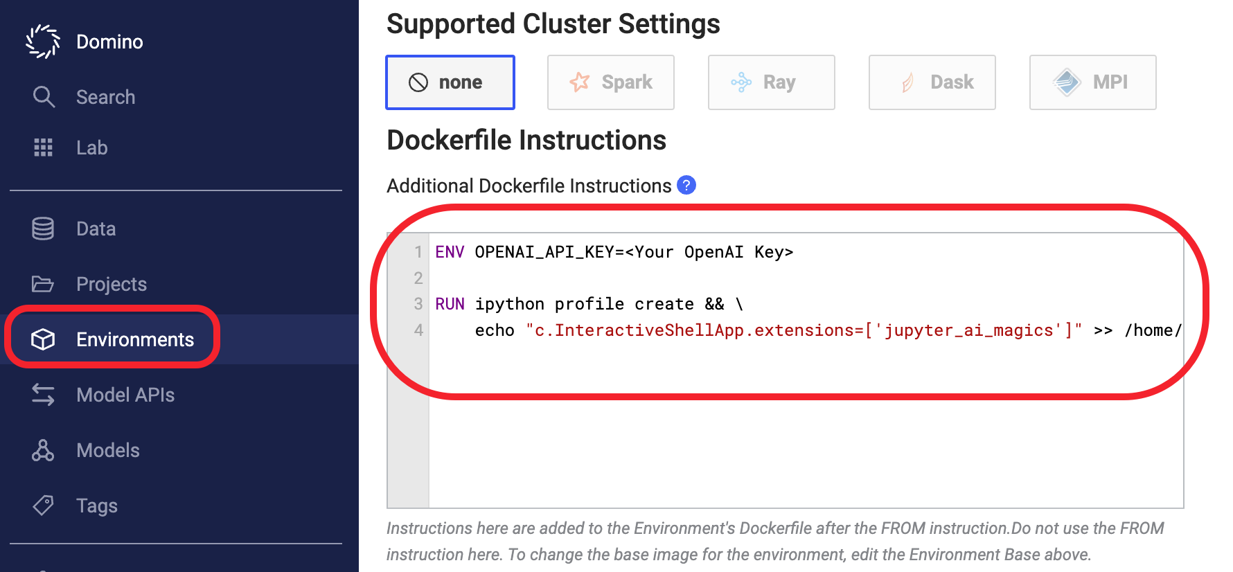 Preconfigure JupyterAI with Environment Docker instructions