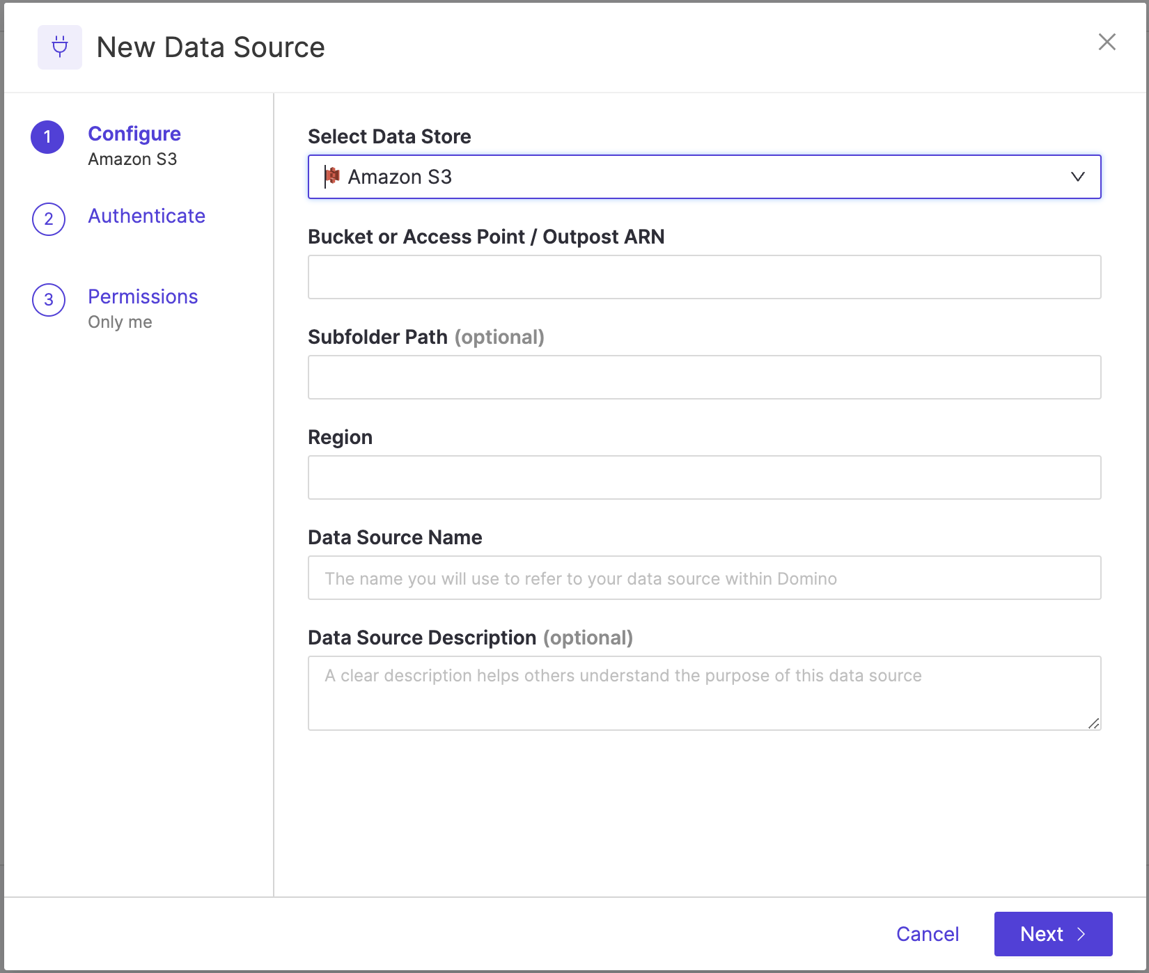 Amazon S3 data source