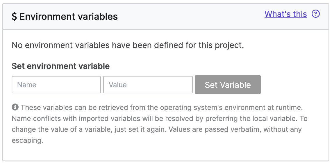 Environment variables