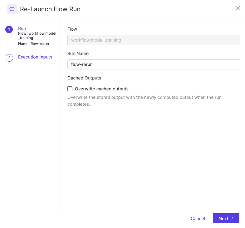 Rerun Modal Step 1