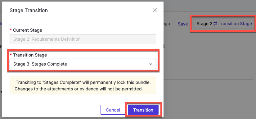 Transition stages to publish your bundle