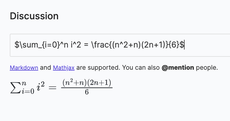 Example comment with MathJax only