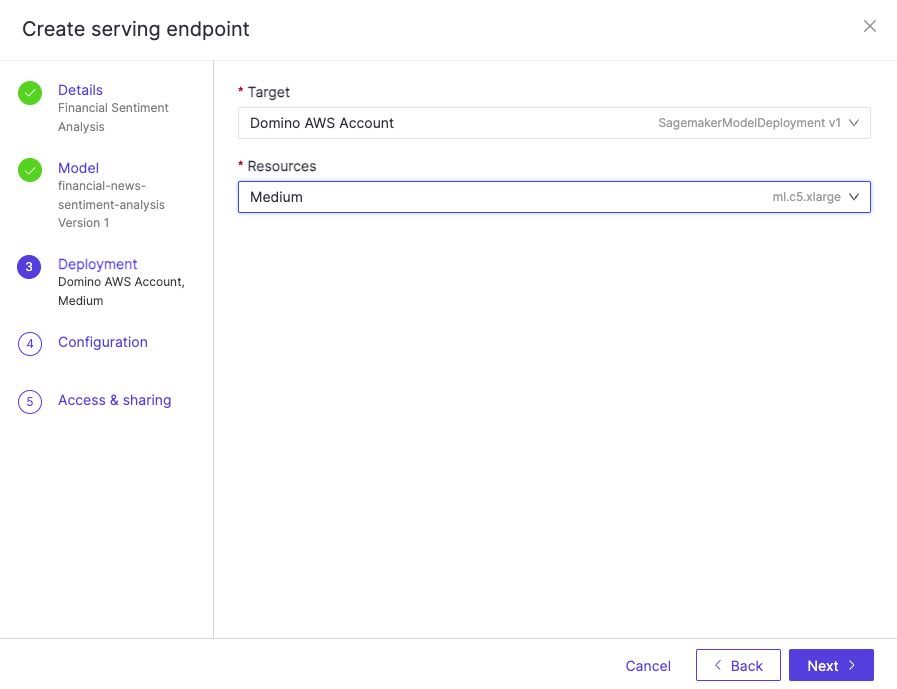 Create Endpoint - Deployment