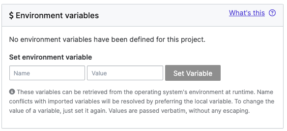 Set environment variables