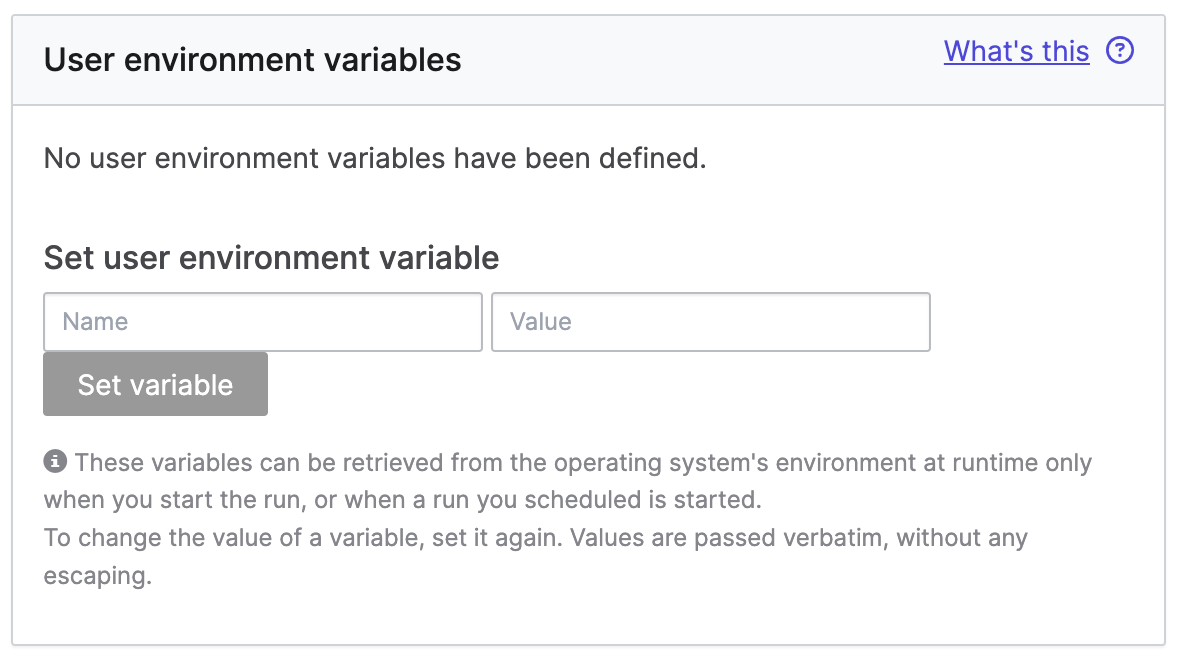 Set user environment variables