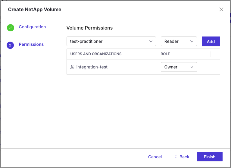 Set User Roles for NetApp Volume
