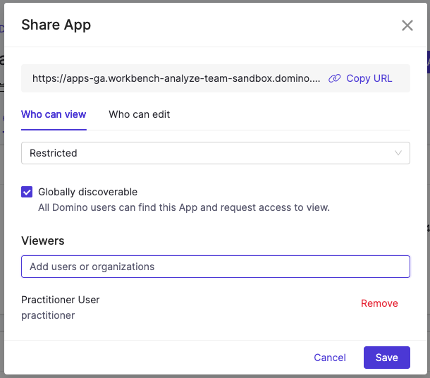 Share App dialog