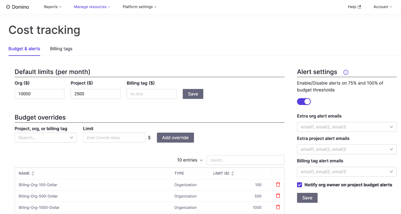 Configure budgets to prevent overspending
