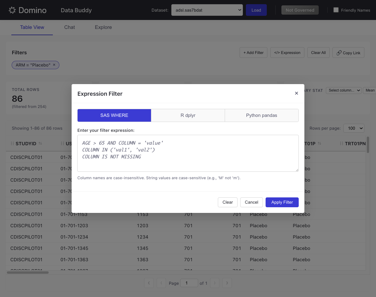 Add an expression filter