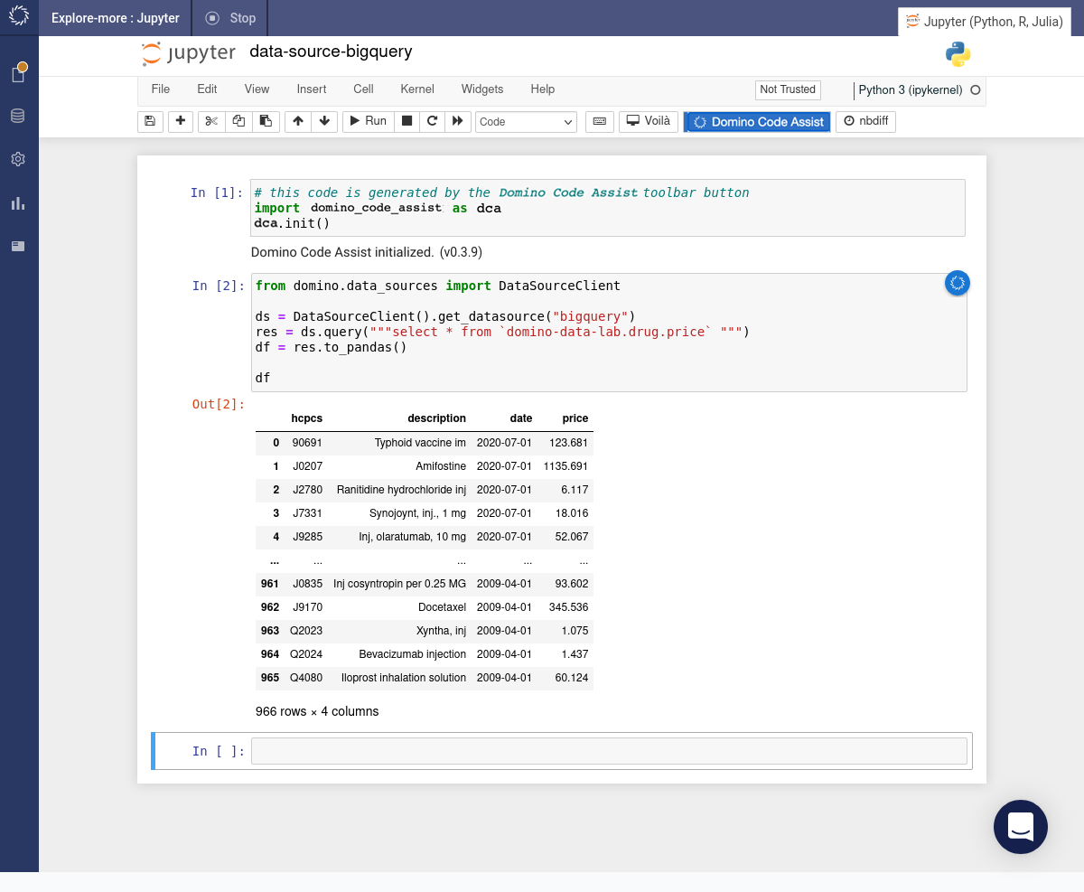 bigquery inserted code