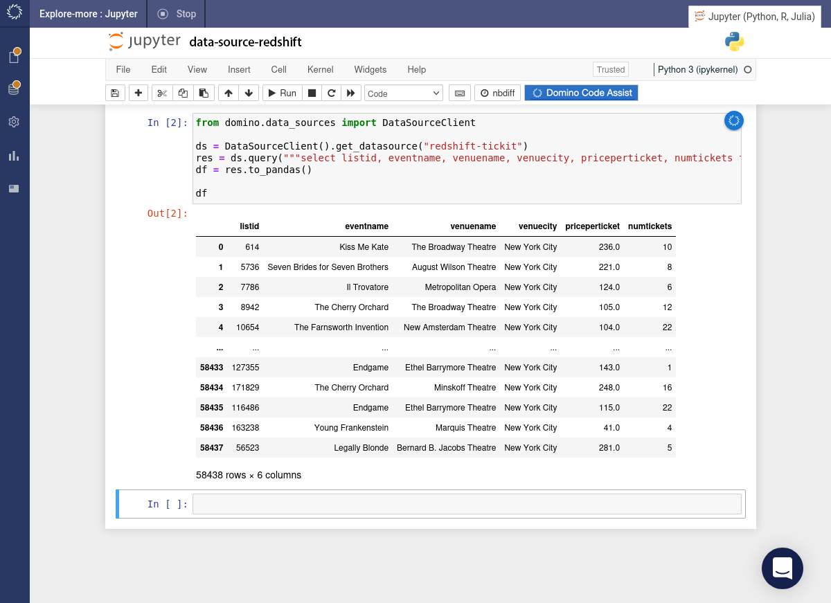 sql redshift inserted code